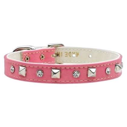 "Just the Basics" Crystal and Pyramid Collars Pink 10