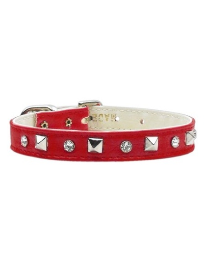 "Just the Basics" Crystal and Pyramid Collars Red 10