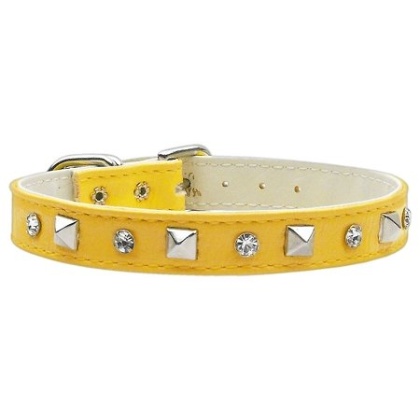 "Just the Basics" Crystal and Pyramid Collars Yellow 10