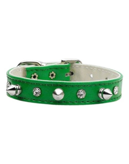 "Just the Basics" Crystal and Spike Collars Green 10