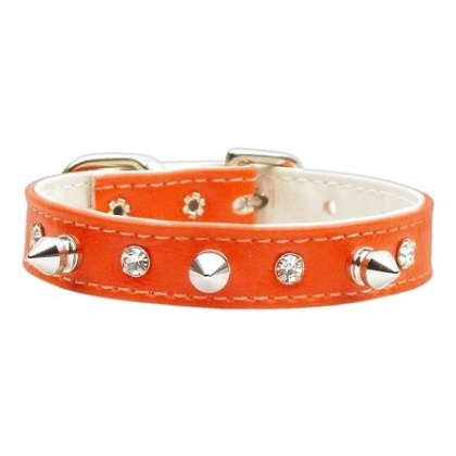 "Just the Basics" Crystal and Spike Collars Orange 10