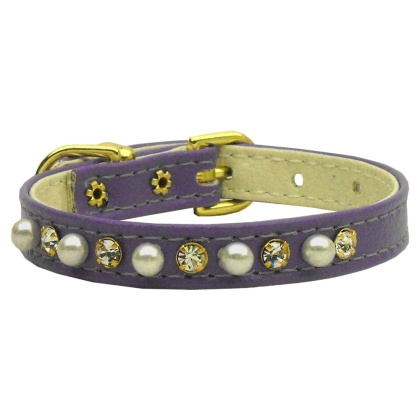 3/8" Pearl and Clear Crystals Collar Purple 10