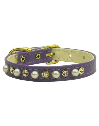 3/8" Pearl and Clear Crystals Collar Purple 10