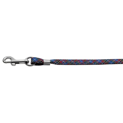 3/8'' Fabric Plain Leash Blue Plaid Silver Hardware