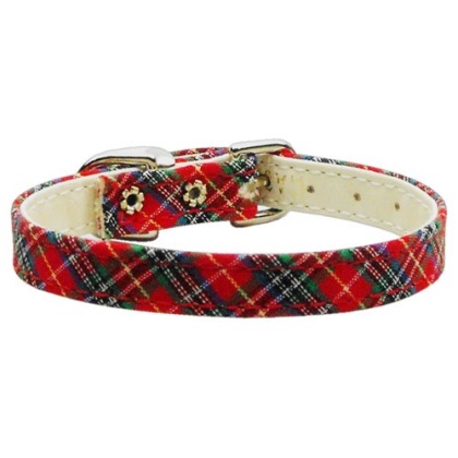 3/8" Plaid Plain Collars Red 10