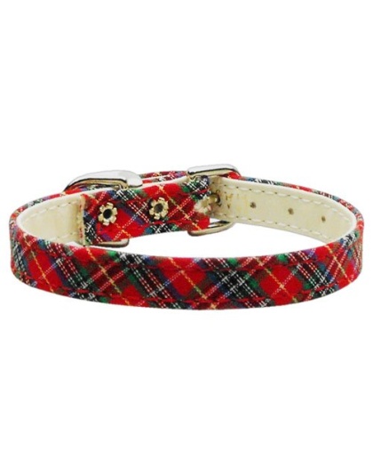 3/8" Plaid Plain Collars Red 10