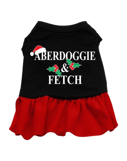 Aberdoggie Christmas Screen Print Dress Black with Red Lg