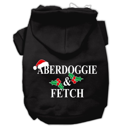 Aberdoggie Christmas Screen Print Pet Hoodies Black Size L