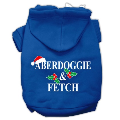 Aberdoggie Christmas Screen Print Pet Hoodies Blue Size L