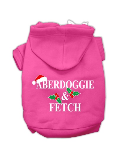 Aberdoggie Christmas Screen Print Pet Hoodies Bright Pink Size L