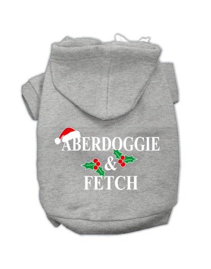 Aberdoggie Christmas Screen Print Pet Hoodies Grey Size L