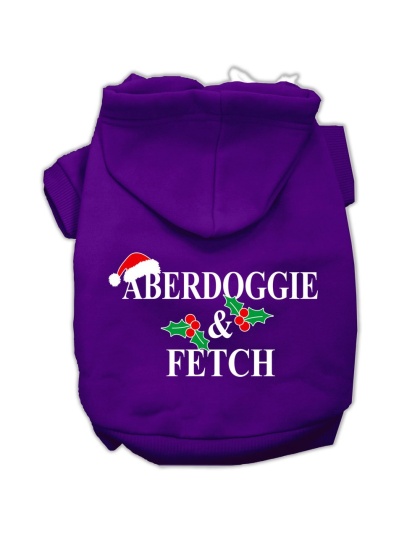 Aberdoggie Christmas Screen Print Pet Hoodies Purple Size L