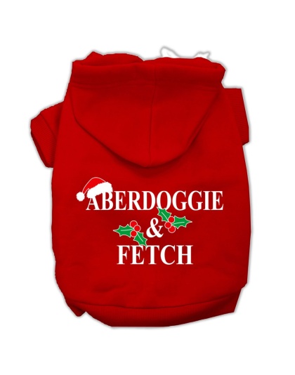 Aberdoggie Christmas Screen Print Pet Hoodies Red Size L