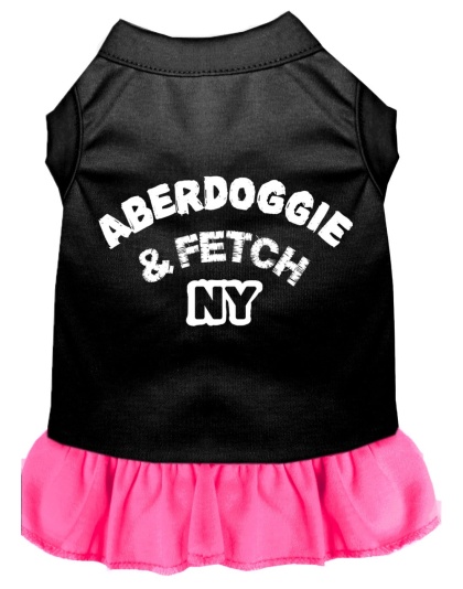 Aberdoggie NY Screen Print Dress Black with Bright Pink Lg