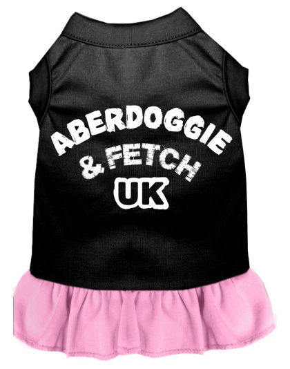 Aberdoggie UK Screen Print Dog Dress Black with Light Pink Lg