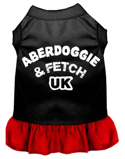 Aberdoggie UK Screen Print Dog Dress Black with Red Lg