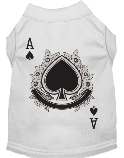 Ace of Spades Costume Screen Print Dog Shirt White Size XS
