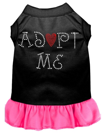 Adopt Me Rhinestone Dress Black with Bright Pink Lg