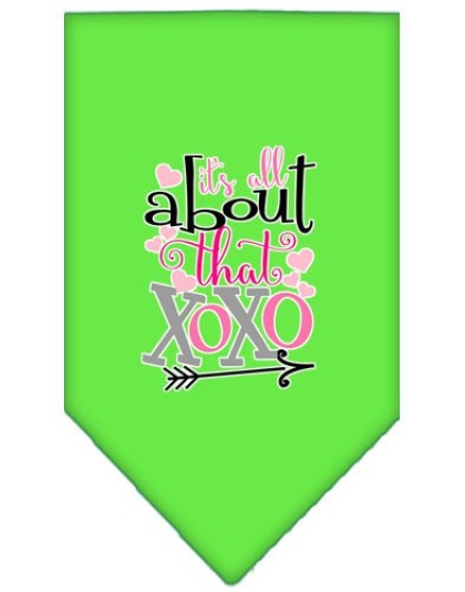 All About that XOXO Screen Print Bandana Lime Green Large