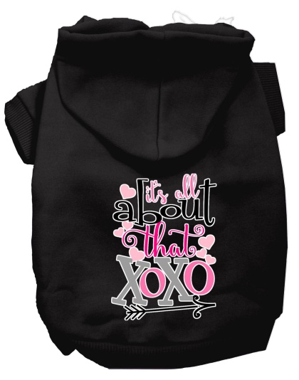 All About that XOXO Screen Print Dog Hoodie Black L