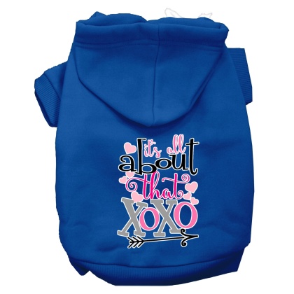 All About that XOXO Screen Print Dog Hoodie Blue L