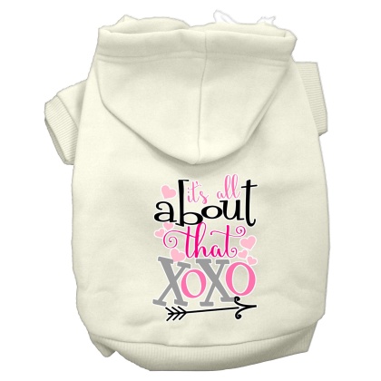 All About that XOXO Screen Print Dog Hoodie Cream L