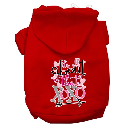 All About that XOXO Screen Print Dog Hoodie Red L