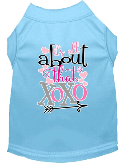 All about that XOXO Screen Print Dog Shirt Baby Blue Lg