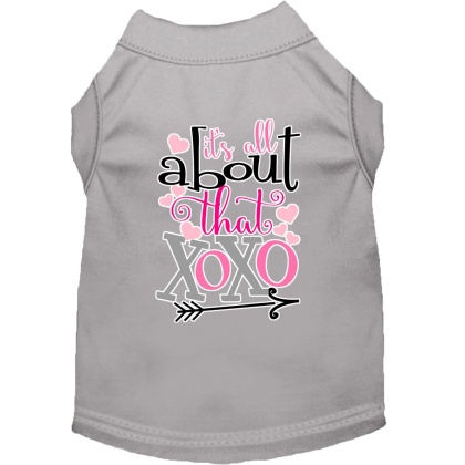 All about that XOXO Screen Print Dog Shirt Grey Lg