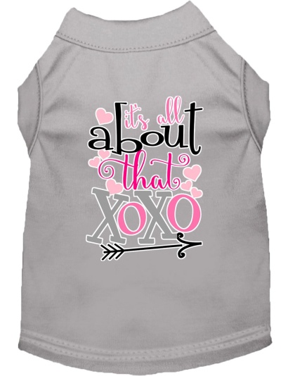 All about that XOXO Screen Print Dog Shirt Grey Lg