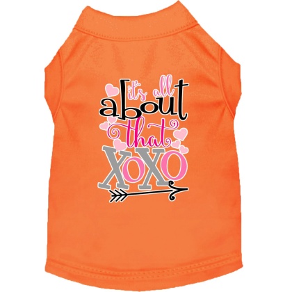 All about that XOXO Screen Print Dog Shirt Orange Lg