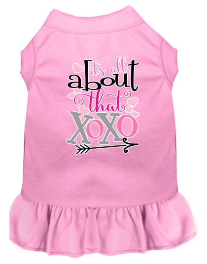 All about the XOXO Screen Print Dog Dress Light Pink 4X