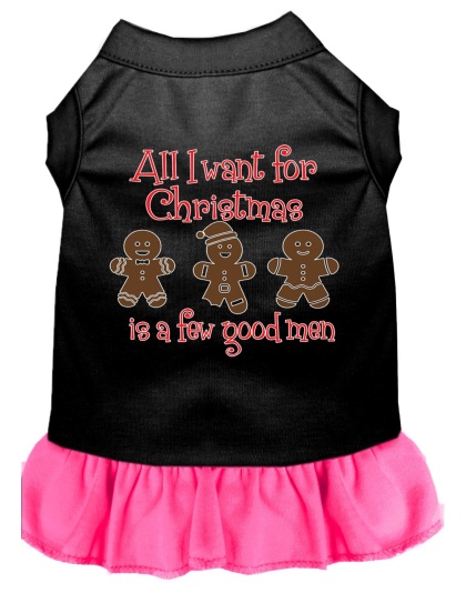 All I want is a Few Good Men Screen Print Dog Dress Black with Bright Pink 4X