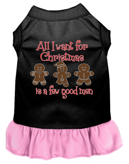 All I want is a Few Good Men Screen Print Dog Dress Black with Light Pink 4X