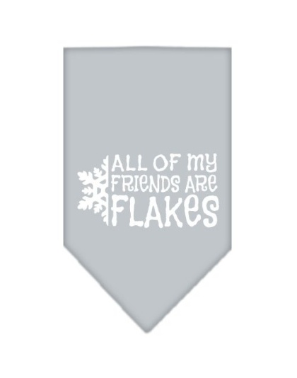 All my friends are Flakes Screen Print Bandana Grey Large