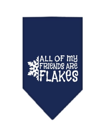 All my friends are Flakes Screen Print Bandana Navy Blue large