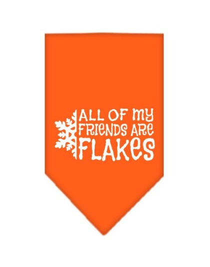 All my friends are Flakes Screen Print Bandana Orange Large