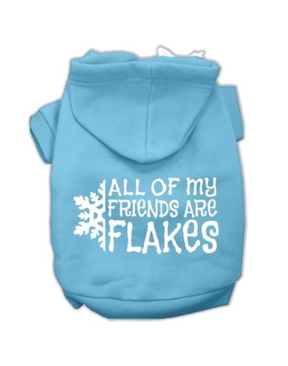 All my friends are Flakes Screen Print Pet Hoodies Baby Blue Size L