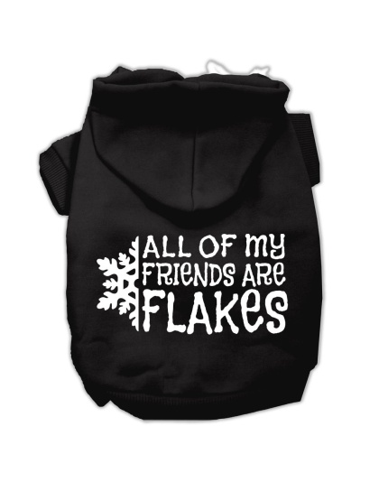 All my friends are Flakes Screen Print Pet Hoodies Black Size L