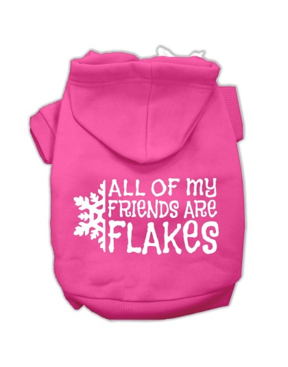 All my friends are Flakes Screen Print Pet Hoodies Bright Pink Size L
