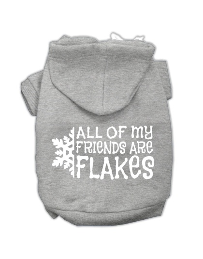 All my friends are Flakes Screen Print Pet Hoodies Grey Size L