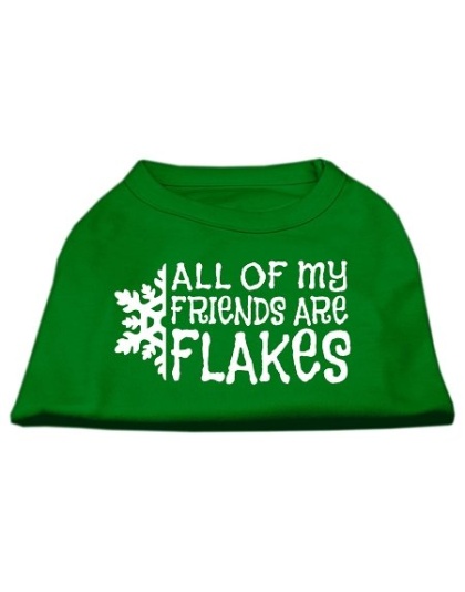 All my Friends are Flakes Screen Print Shirt Emerald Green Lg