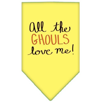 All the Ghouls Screen Print Bandana Yellow Large