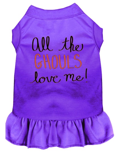 All the Ghouls Screen Print Dog Dress Purple 4X (22)