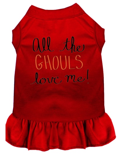 All the Ghouls Screen Print Dog Dress Red 4X (22)