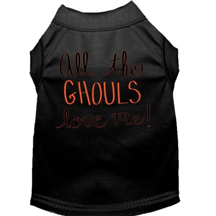 All the Ghouls Screen Print Dog Shirt Black Lg