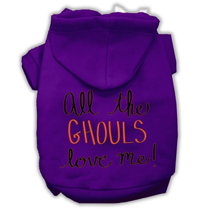 All the Ghouls Screenprint Dog Hoodie Purple L