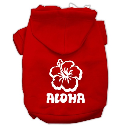 Aloha Flower Screen Print Pet Hoodies Red Size Lg
