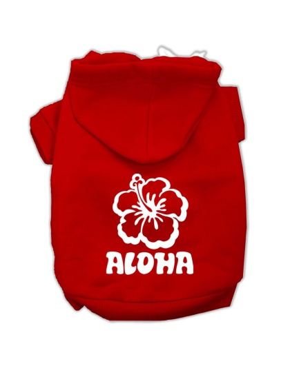 Aloha Flower Screen Print Pet Hoodies Red Size Lg