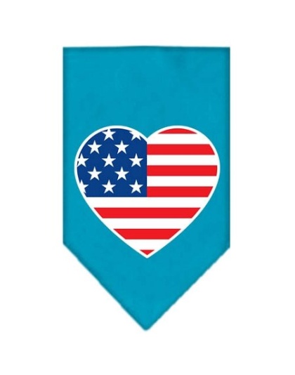 American Flag Heart Screen Print Bandana Turquoise Large